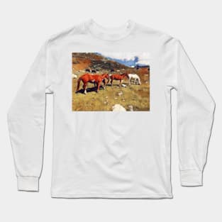 Horses in a field Long Sleeve T-Shirt